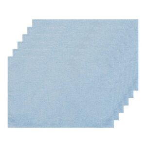 6 Set Heat Resistant Oilproof Wipeable Table Mats 19x13 inch Light Blue